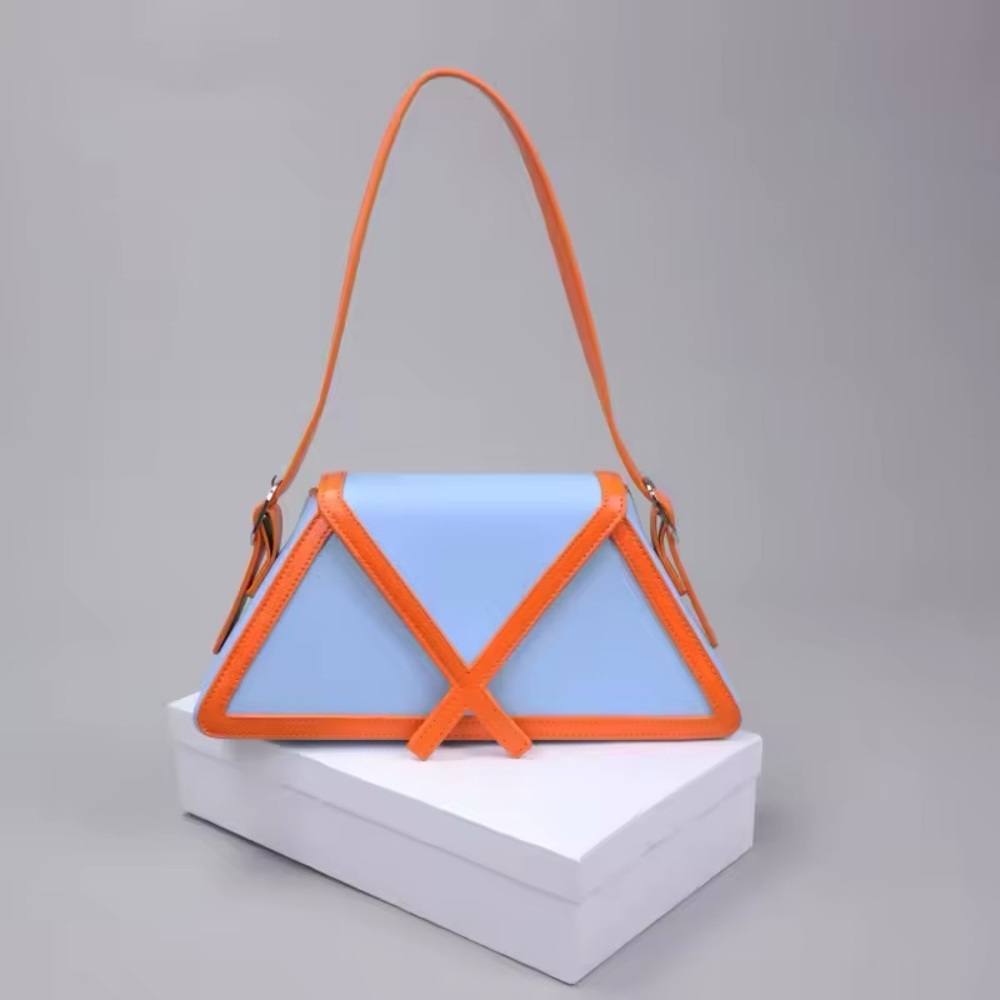 Modern Blue and Orange Geometric Shoulder Bag